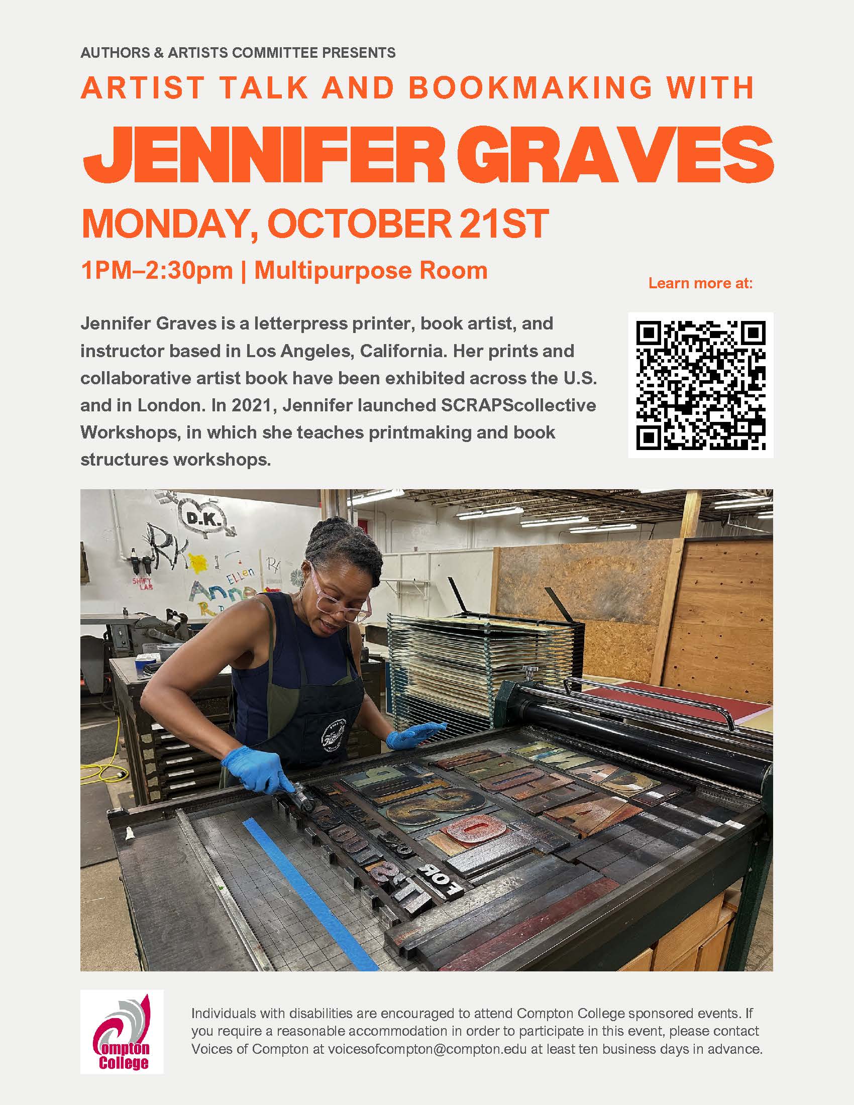 Flyer for Jennifer Graves speaker event