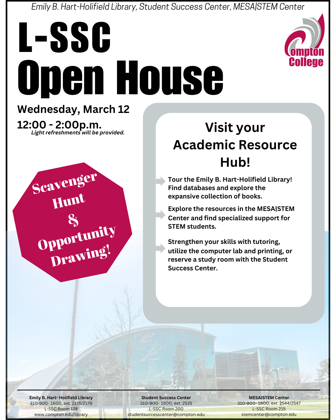 Flyer for L-SSC Open House on March 12, 2025