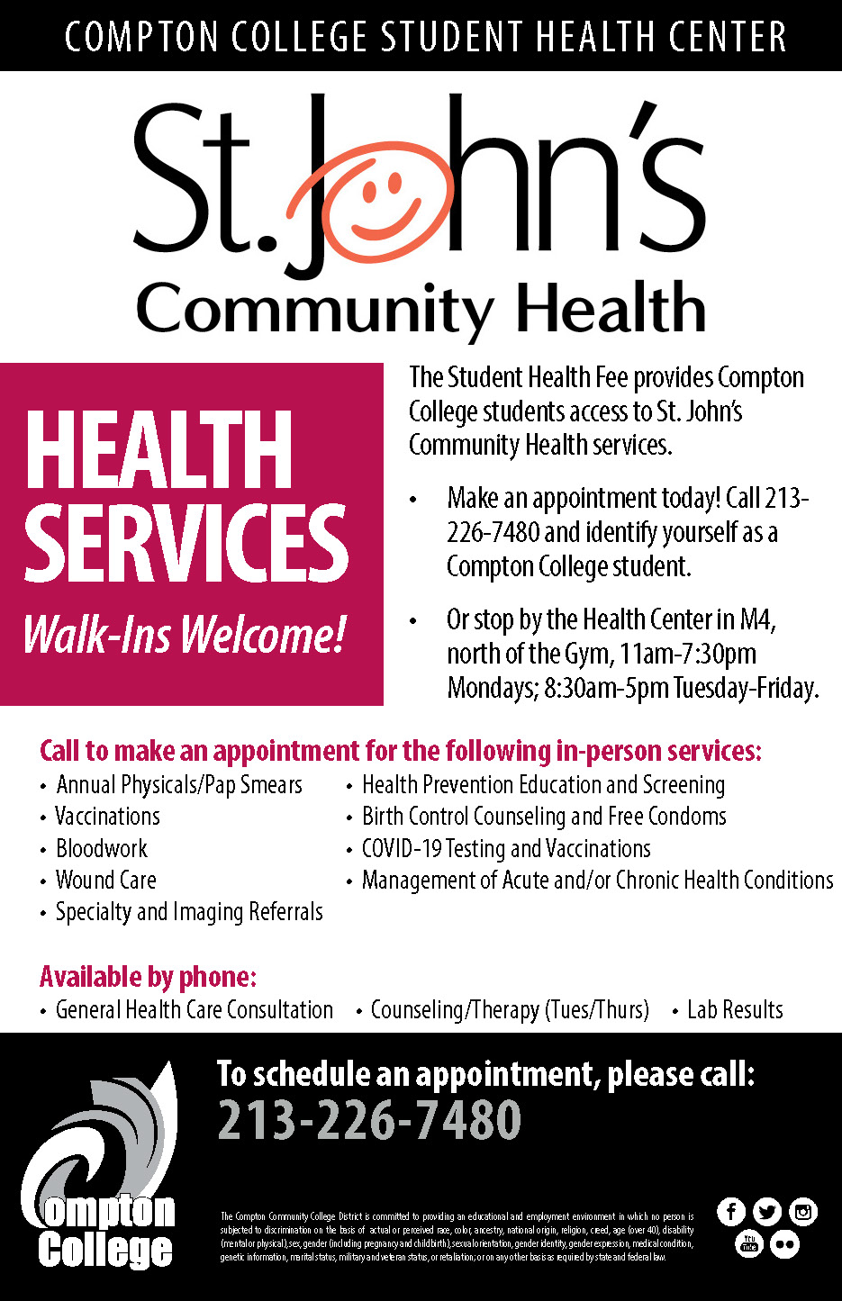 Student Health Center flyer